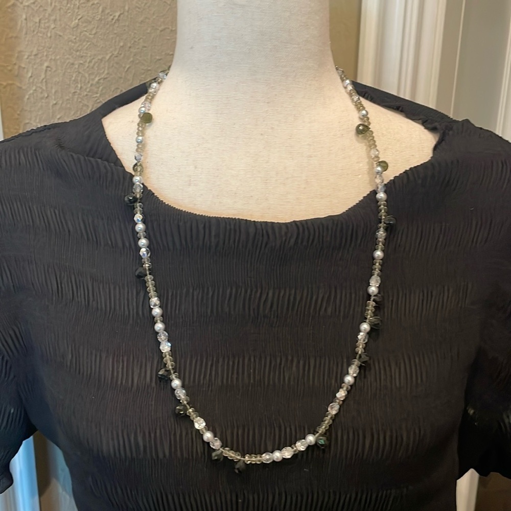 WHBM Single Strand Station Multi Bead Necklace 27"